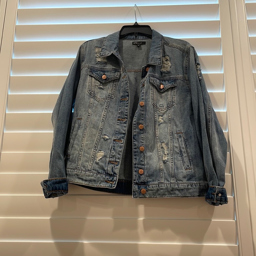 Blue Ripped Denim Jacket